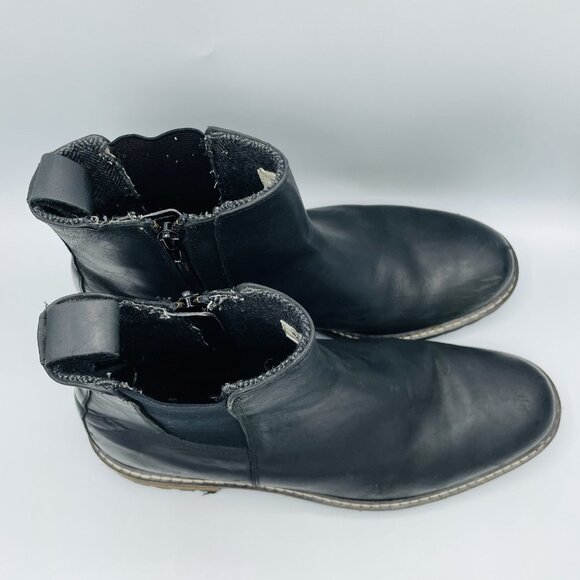 Crevo Boots Mens Size 12 Black Leather Slip On Zipper Hawson Chelsea Heeled Shoe - Picture 3 of 11